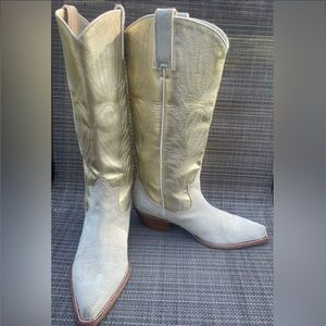 Steve Madden Gold and Cream Heeled Boots